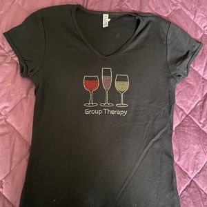 Women’s Wine Rhinestone T Shirt “Group Therapy” - Large
